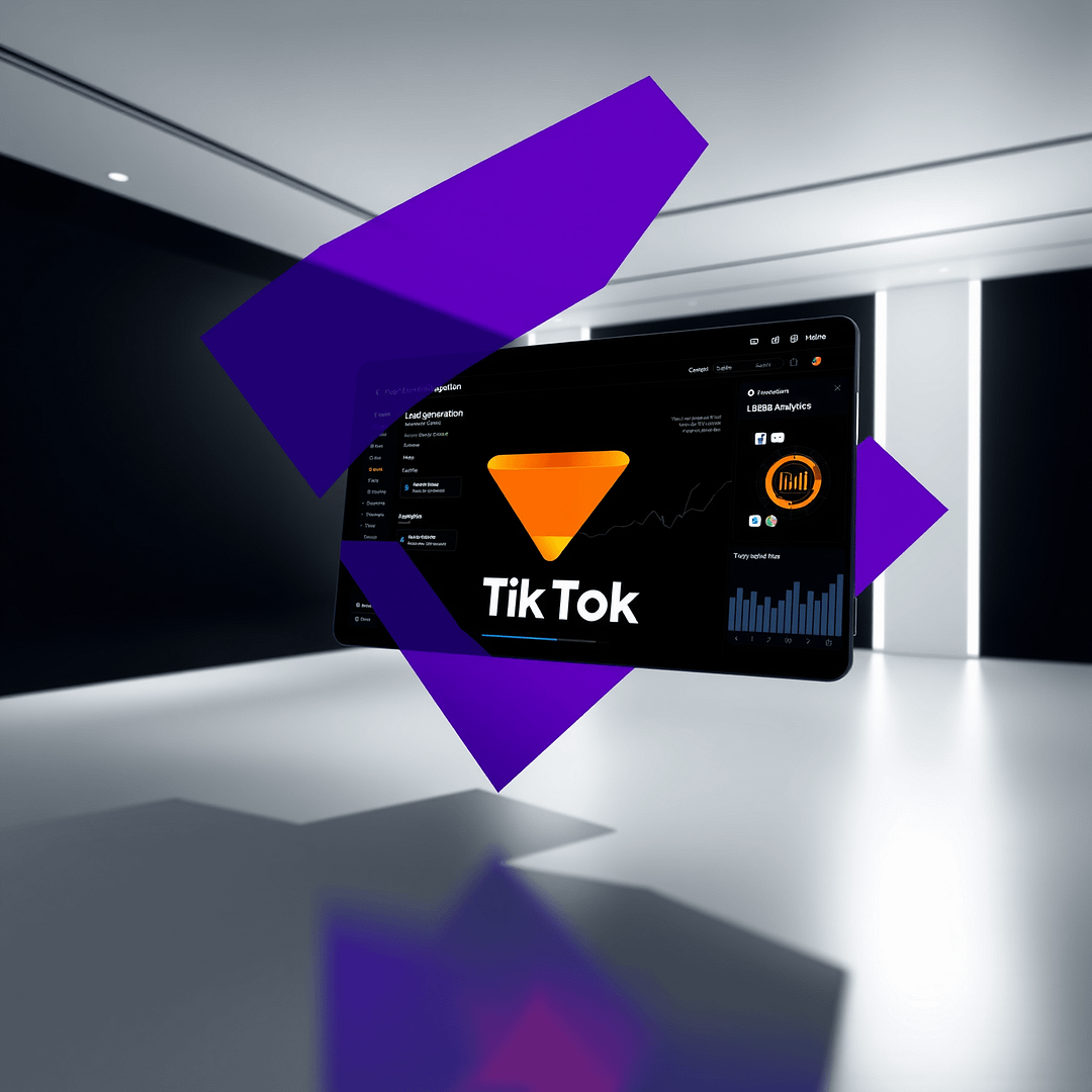 Hyperrealistische TikTok Lead-Generierung B2B Interface im minimalistischen Design mit B2B Analytics
