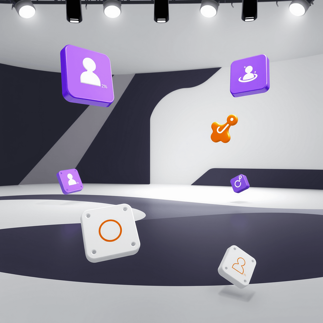 Instagram Follower verlieren im hyperrealistischen 4K minimalistischen Interface mit dynamischen Elementen und Studiohintergrund in Schwarz Weiß und Lila